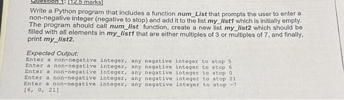  Write a Python program that includes a function num_List that prompts
