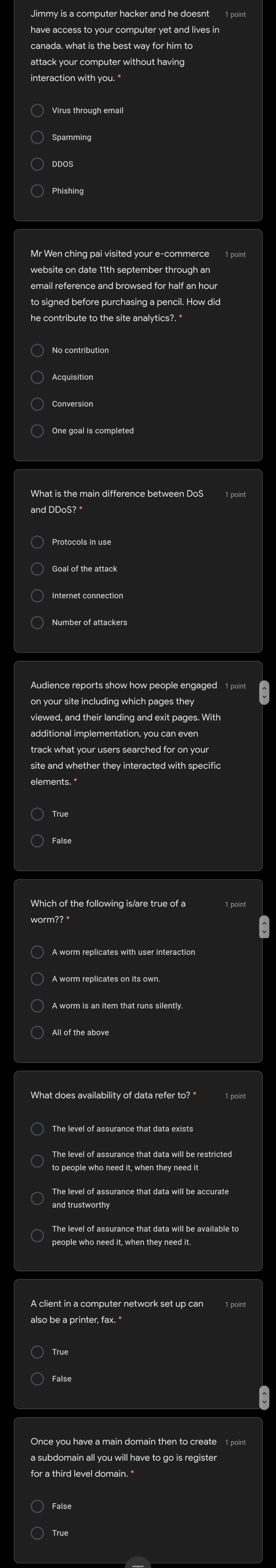 1 point Jimmy is a computer hacker and he doesnt have