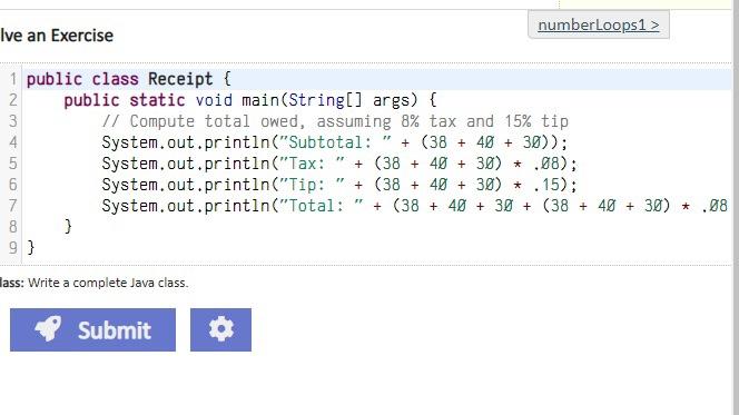 5.... Receipt Language/Type: Java basics console output expressions variables The following console
