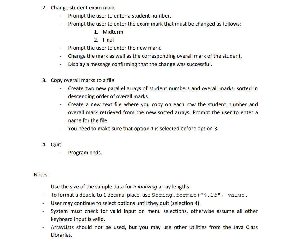 data from the file CourseMarks.txt. The file contains a list of students