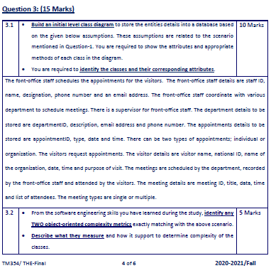  Question 3: (15 Marks) 3.1 Build an initial level class diagram