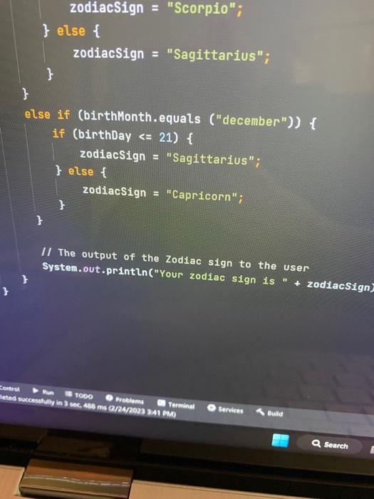 you class zodiacsign \{ usages public static void main(String[] args) \{ Scanner
