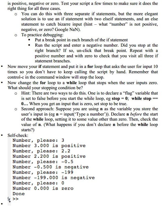 - using matlab program 3) Write an if statement inside of a