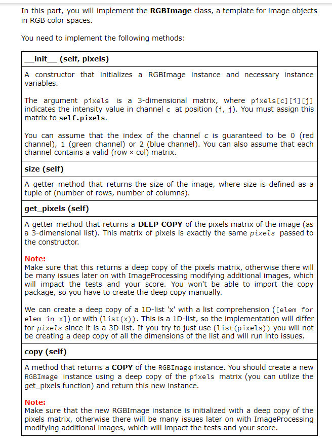 USE PYTHON3; DO NOT IMPORT ANY PACKAGES Please do part 1(everything in