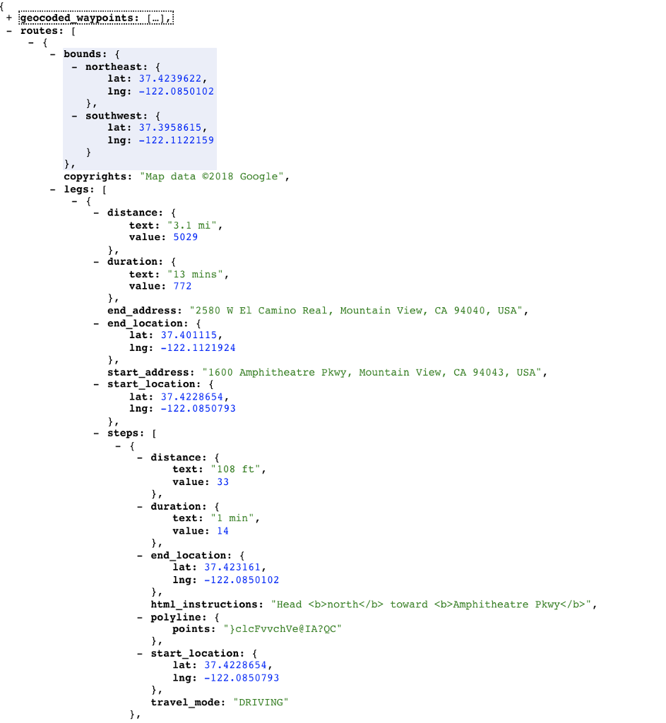 JAVA: Parse through this JSON Object and get each HTML_instruction and print