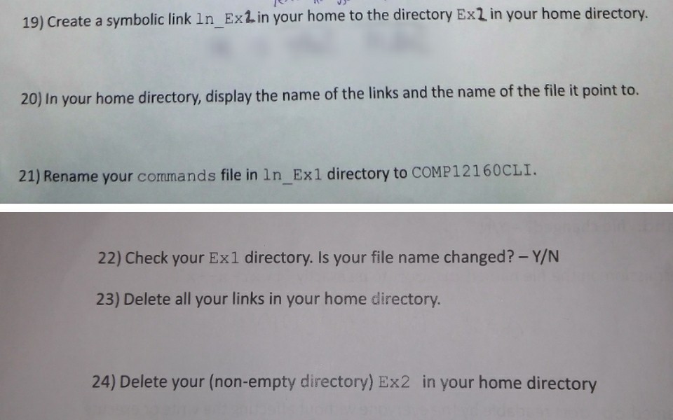please help with these Linux commands 19) Create a symbolic link