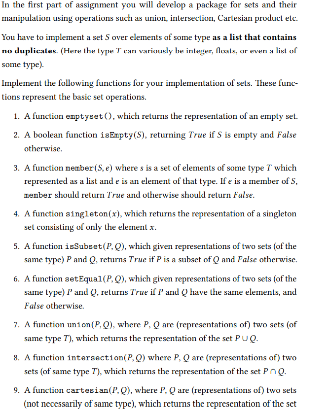 in Python. Functions must be documented with proper comments stating the purpose