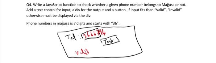  Q4. Write a JavaScript function to check whether a given phone