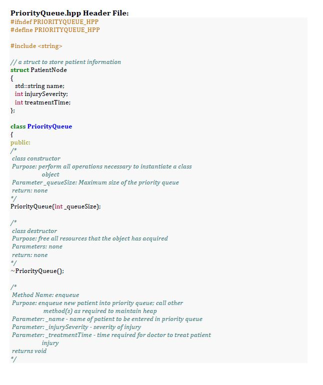 a priority queue from a text file read by the driver program.