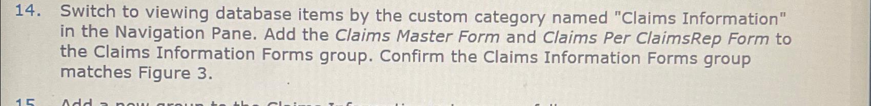  Switch to viewing database items by the custom category named "Claims