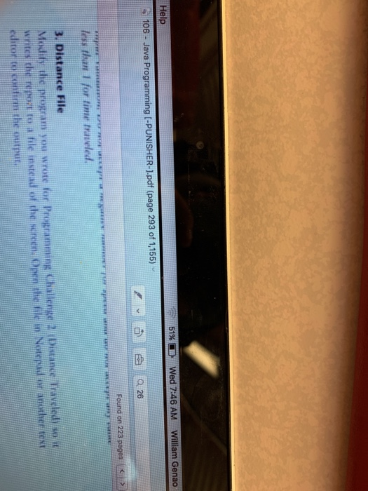  Help 51% d Wed 7:46 AM William Genao 106- Java Programming