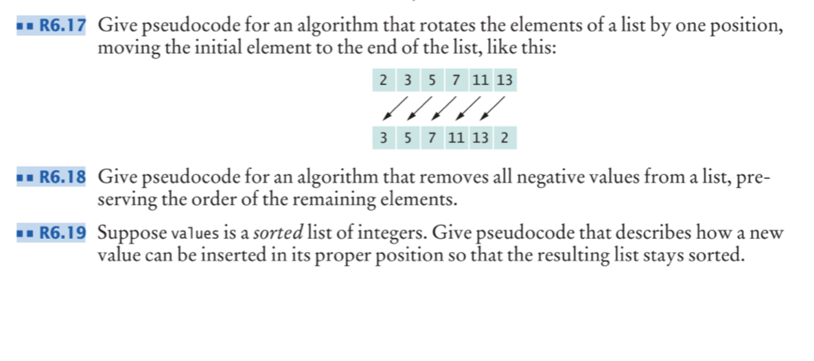 in python please - R6.17 Give pseudocode for an algorithm that rotates