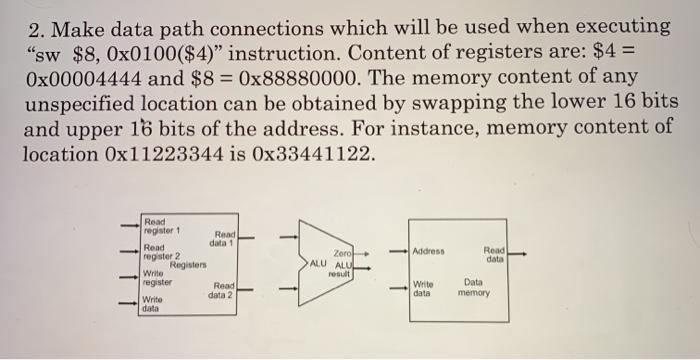 "add $8, $4, $7" instruction. Also give values on those connections. Content