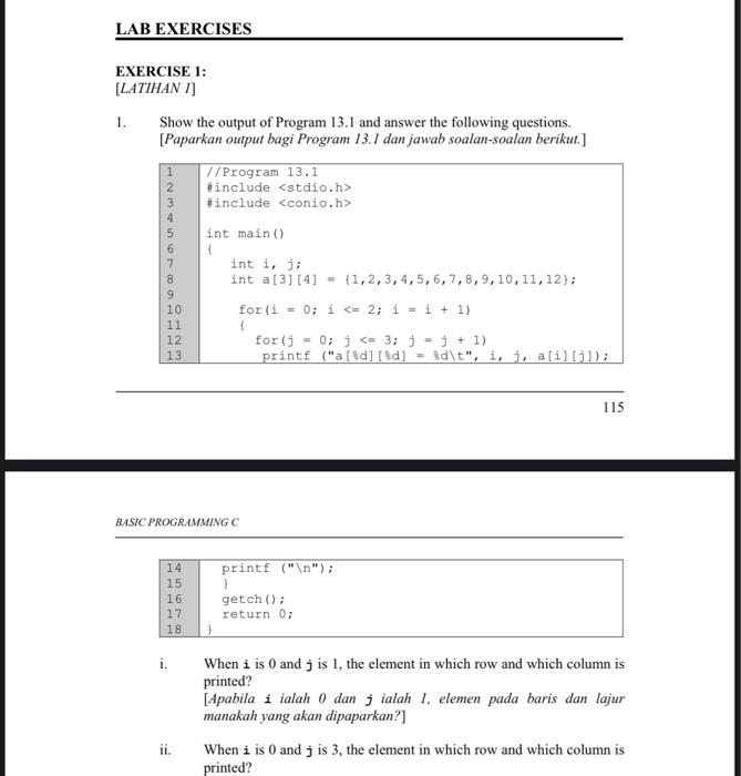 C-programing write it in code block and solve the lap question LAB