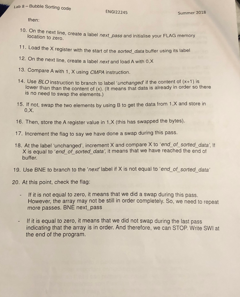 HCS12 To perfom bubble sort