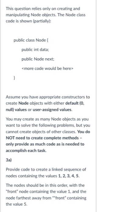  This question relies only on creating and manipulating Node objects. The