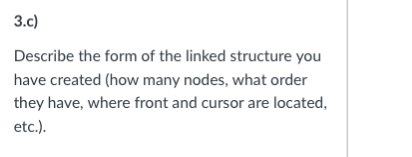 data; public Node next: Assume you have appropriate constructors to create Node