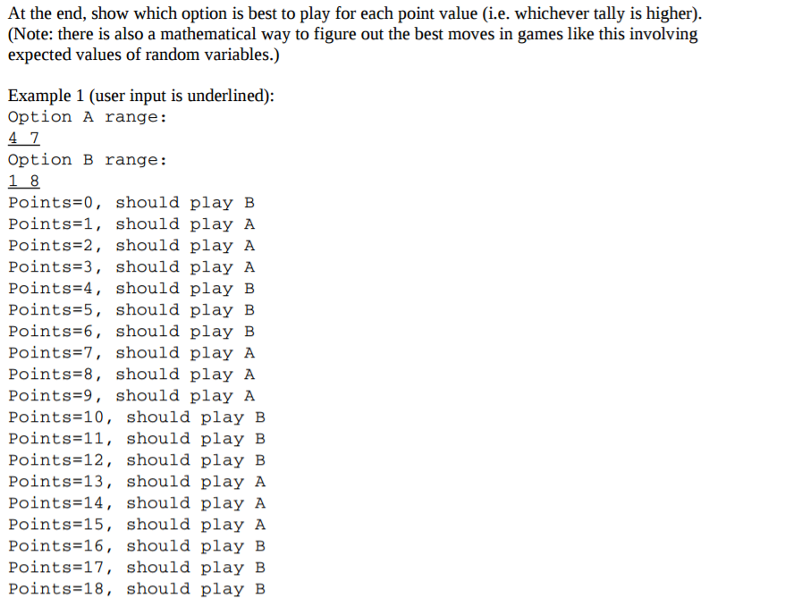 amount of points from a range of numbers. You start with 0