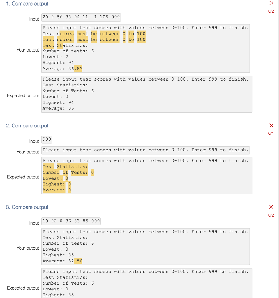output import java.util.Scanner; public class TestScoreStatistics { public static void main(String[] args)