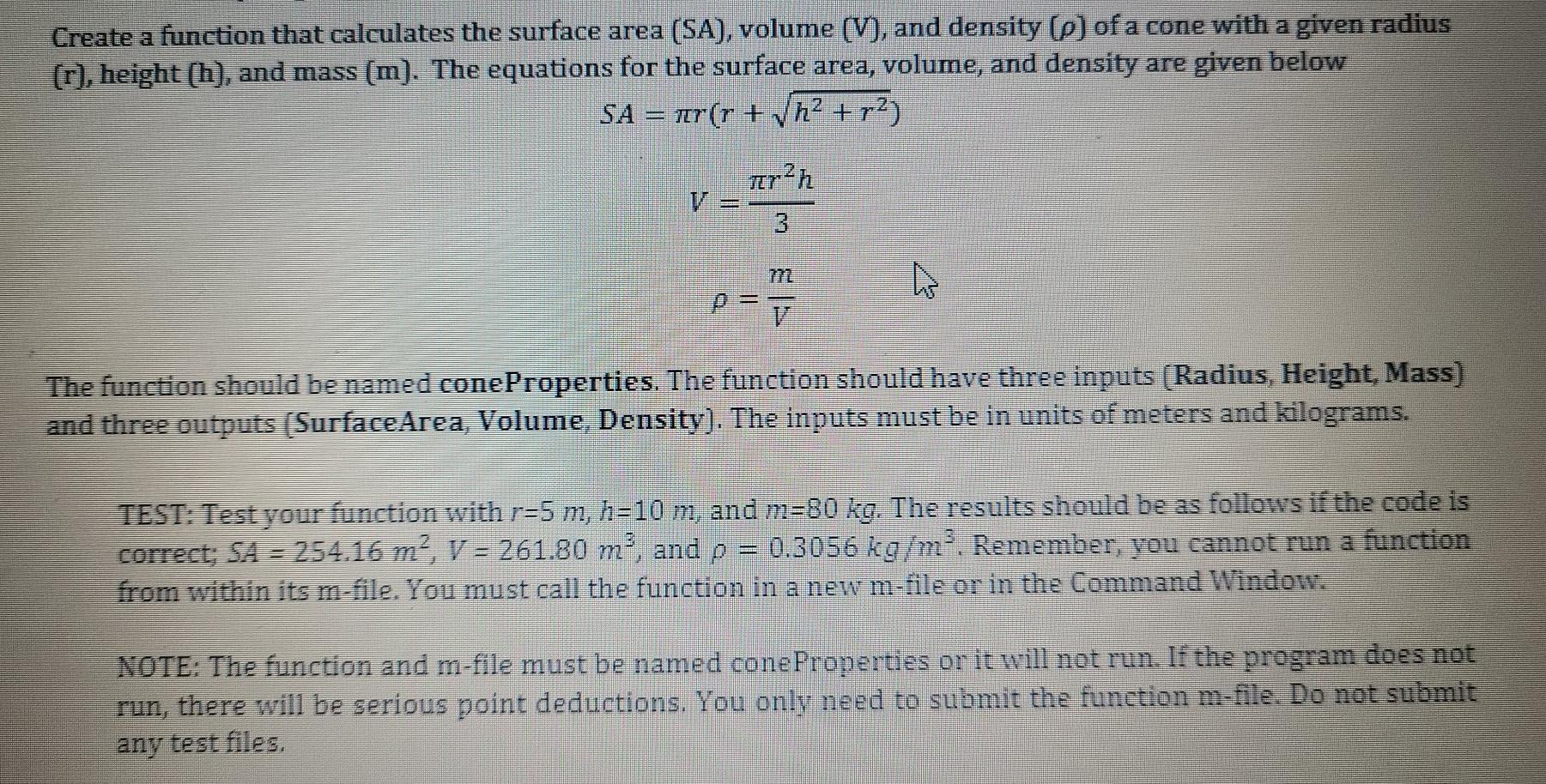  help with the coding. using matlab Create a function that calculates