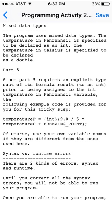 you submit. Your output should appear as follows: 75 in Fahrenheit is