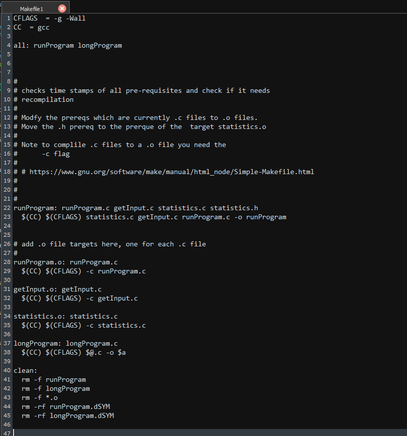 see link above. Have a separate target for each .o file, retain