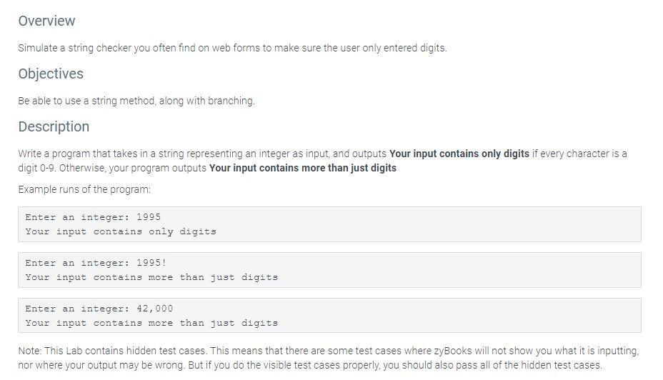 Help please Overview Simulate a string checker you often find on web