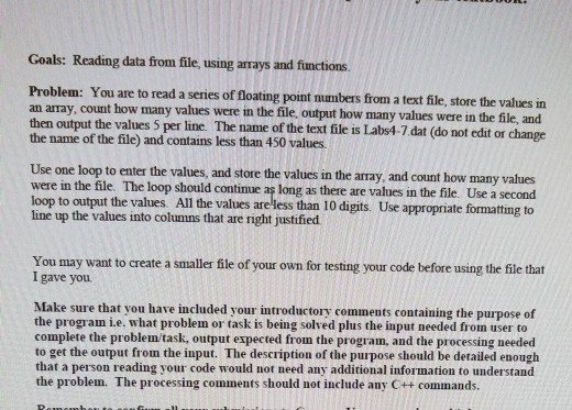  Needed help coding this in C++ following the given parameters stated.