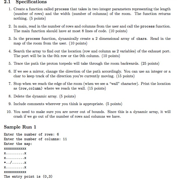  (In C++, Thank You) 2.1 Specifications 1. Create a function called