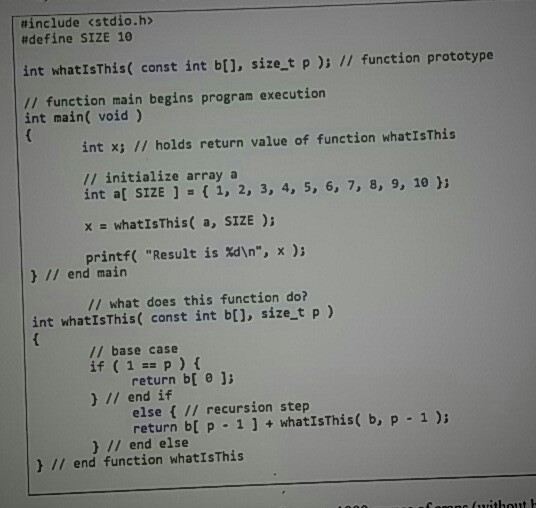  please explain this program include #define SIZE 10 int whatIsThis( const