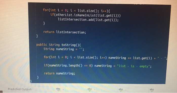 that would be generated by actually running the program; do not add