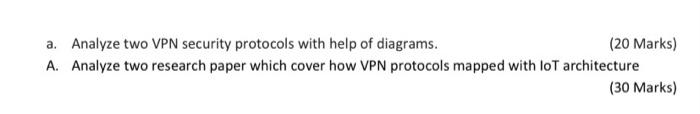 I need more information a. Analyze two VPN security protocols with help