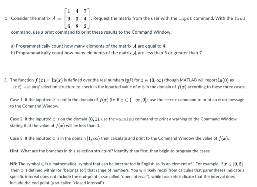 Complete Problem 1 and Problem 3 in MATLAB Create a single script