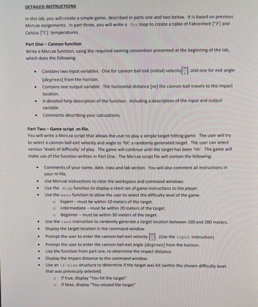 DETAILED INSTRUCTIONS In this lab, you will create a simple game,