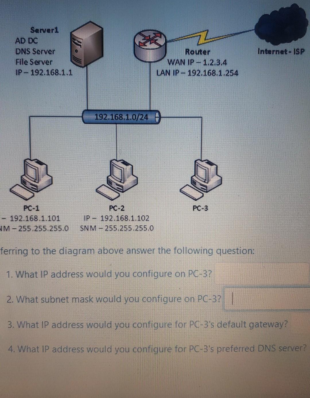 Severi AD DC DNS Server File Server IP - 192.168.1.1 Internet-