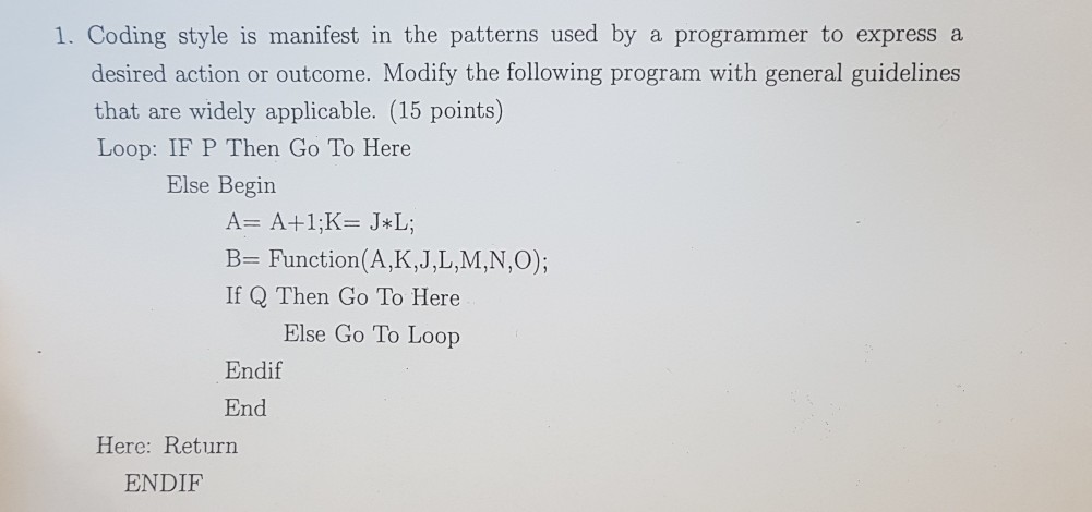 1. Coding style is manifest in the patterns used by a