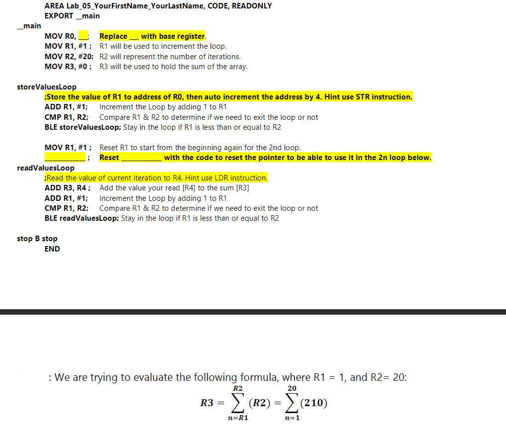  Replace the highlighted lines with the correct code. Hint: You dont