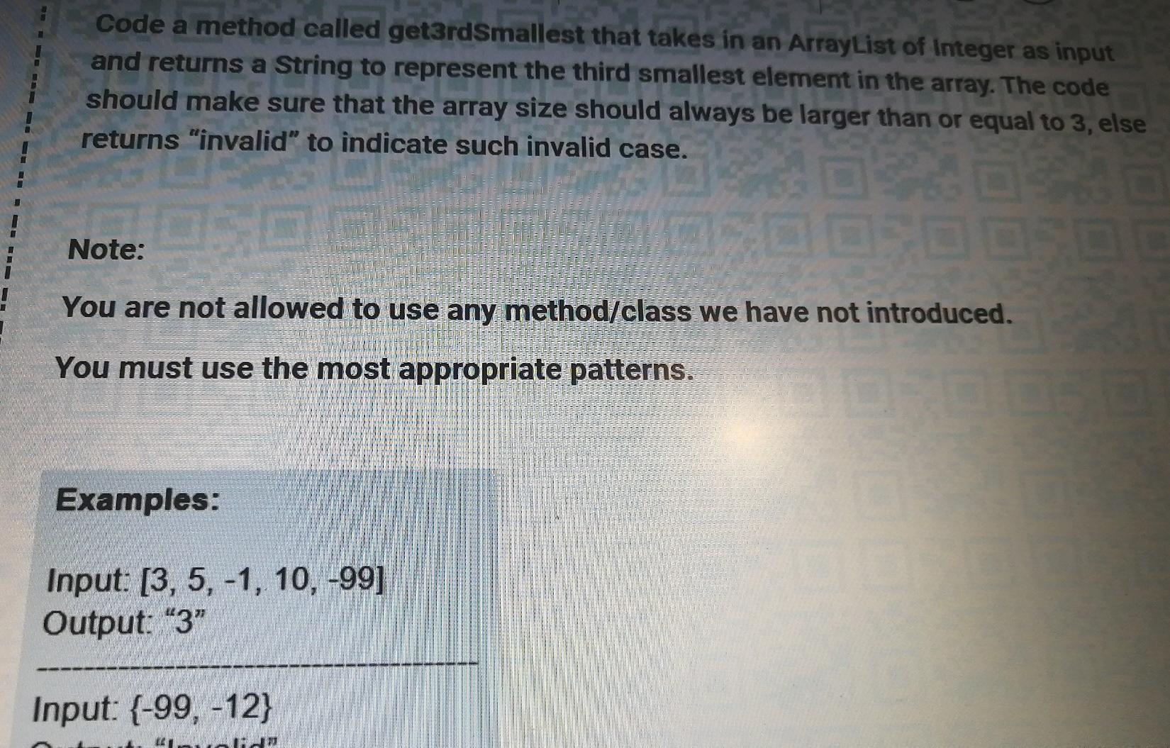  Second output invalid for examples Java lang Code a method called