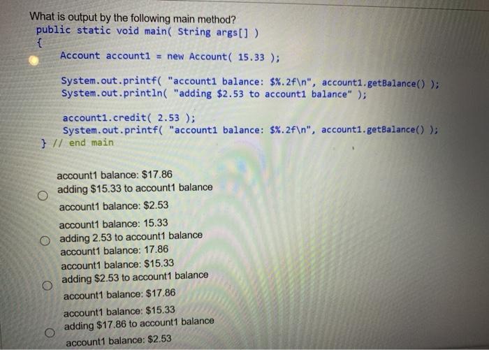 Account( double initialBalance ) { // validate that initialBalance is greater than