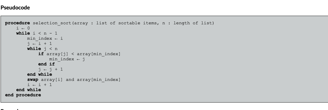 convert this to a c++ selection sort code void function Pseudocode procedure