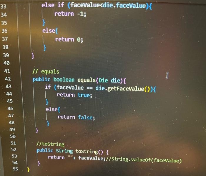 compareTo() method). The program prints the number of times both dice landed