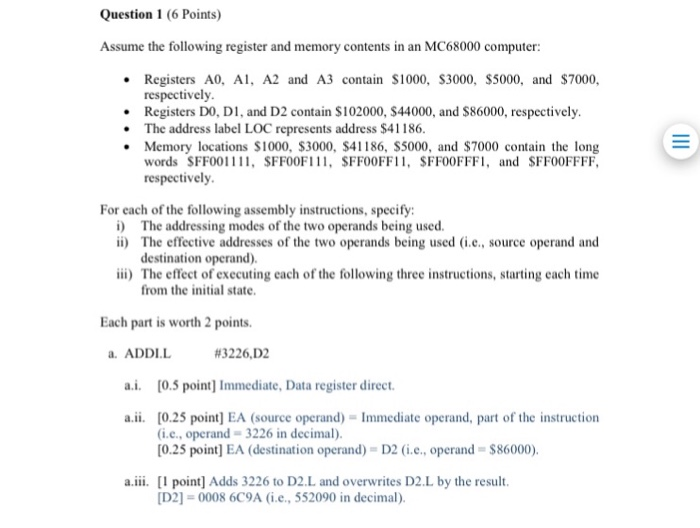  Please explain for part 3 a why is D2=0008 6C9A Question
