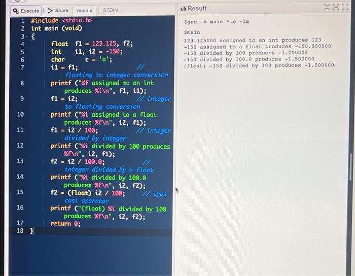 explain the program and its output 1. Result SSD Sgcc -o main