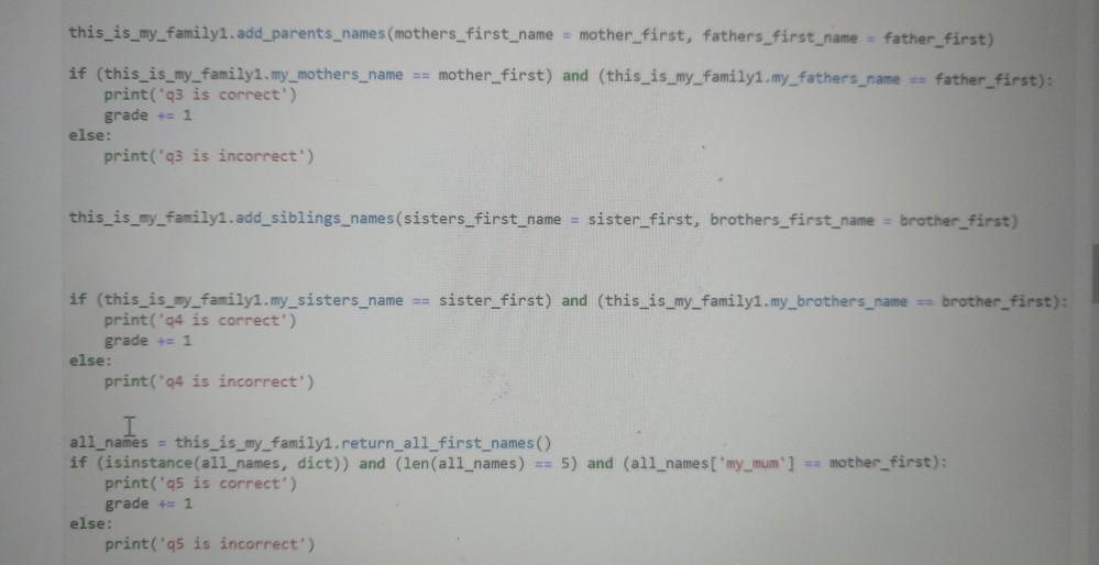 'Wick' by __init_ my_fathers_name -> default set to "unknown' by __init_ my_mothers_name