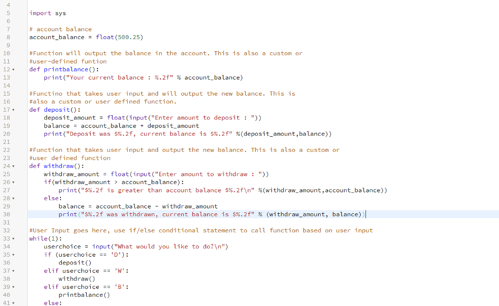 The challenge is to write a basic ATM script for Python. Need