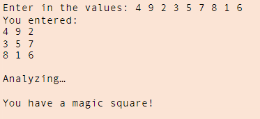 Write a magic square checker in C that checks a users input