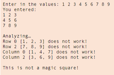 of the rows columns or diagonals dont work, output should look like