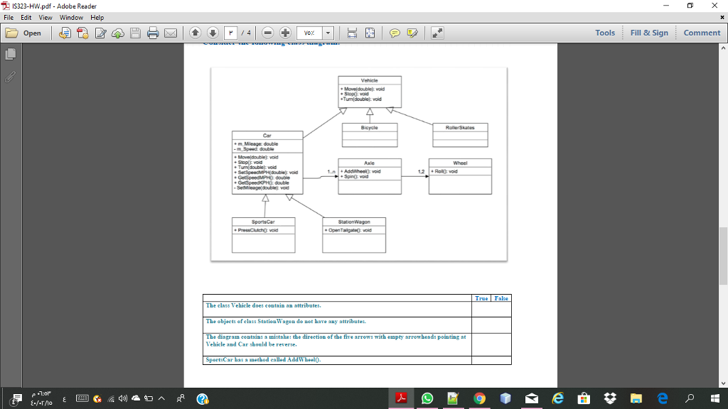Object oriented design IS323-HW.pdf-Adobe Reader File Edit View Window Help Tools Fill&