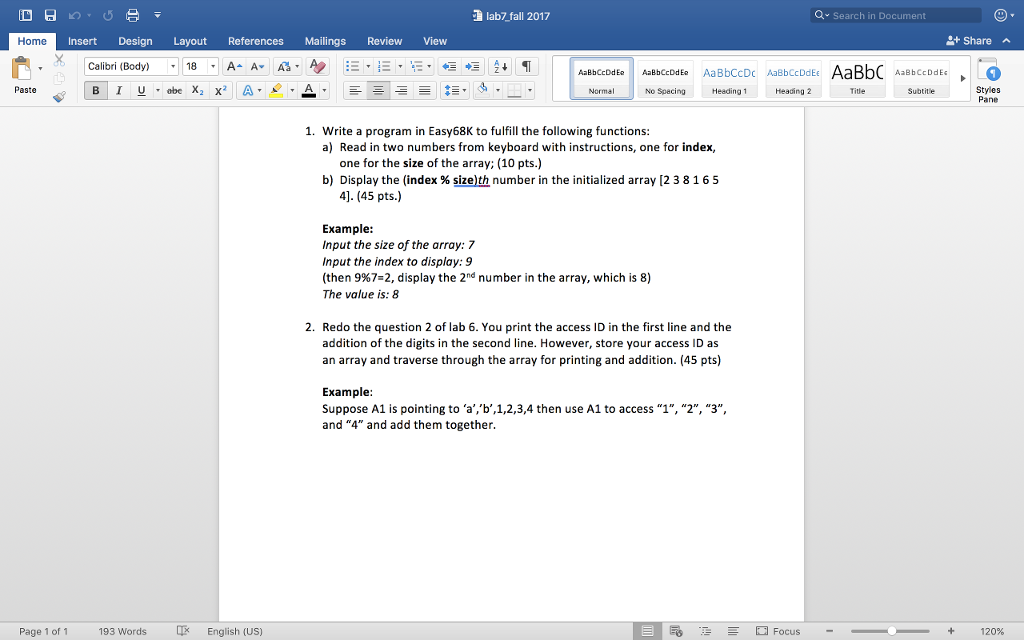  lab7 fall 2017 Q Search in Document Home Insert Design Layout