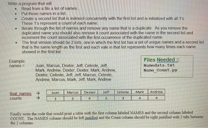  . . Write a program that will: Read from a file